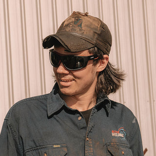 Switches Matte Black/Red Frame Grey Polarised Lens Safety Glasses