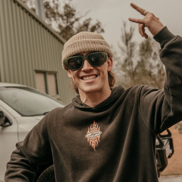 Fusions XL Matte Moss Green Frame Polarised Lens Safety Glasses