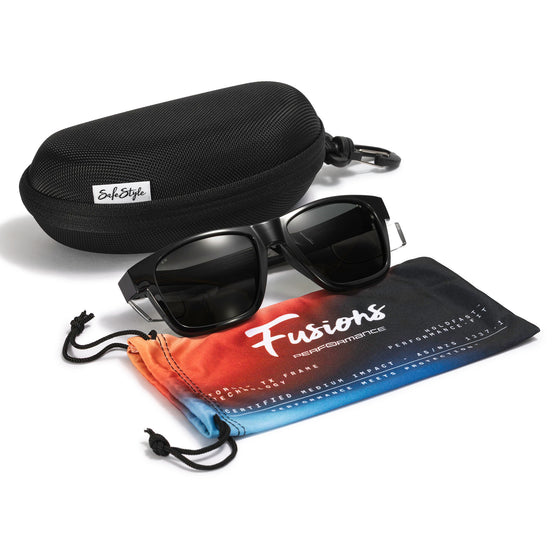 Fusions Performance Black Frame Grey Polarised Safety Glasses