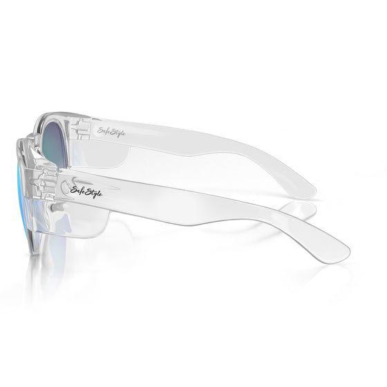 Cruisers Clear Frame Mirrors Blue Polarised Safety Glasses