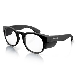 Matte black Cruisers prescription safety glasses at an angle