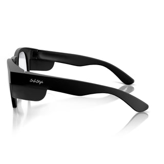 Cruisers Matte Black Frame Prescription Safety Glasses, side view with polarised UV400 lens