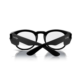 Cruisers Matte Black Frame Prescription Safety Glasses, back view with polarised UV400 lens