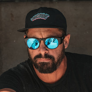 Cruisers Matte Black Frame Mirrors Blue Polarised Safety Glasses