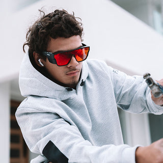 Primes Matte Black Frame Reflectors Red Lens Safety Glasses