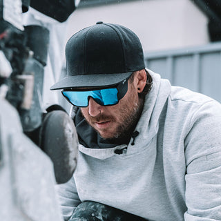 Primes Matte Black Frame Reflectors Blue Lens Safety Glasses