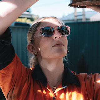 Fusions Pink Frame Polarised Lens Safety Glasses