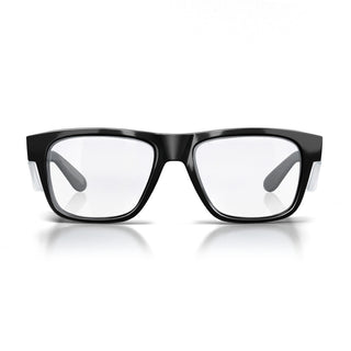 Fusions Black Frame Clear Lens Safety Glasses