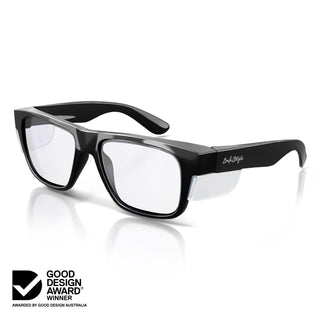 Fusions Black Frame Clear Lens Safety Glasses
