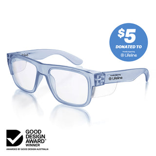 Fusions Blue Frame Clear Lens Safety Glasses