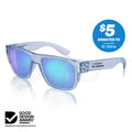Fusions Blue Frame Mirrors Blue Polarised Lens Safety Glasses