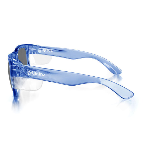 Fusions Blue Frame Tinted Lens Safety Glasses