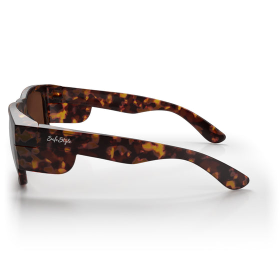 Fusions Matte Brown Tort Frame Brown Polarised Lens Safety Glasses