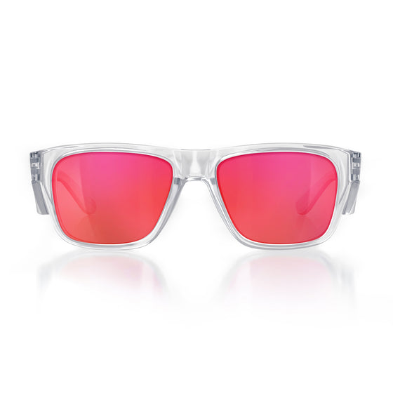 Fusions Clear Frame Mirrors Red Polarised Lens Safety Glasses