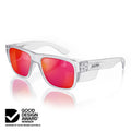 Fusions Clear Frame Mirrors Red Polarised Lens Safety Glasses