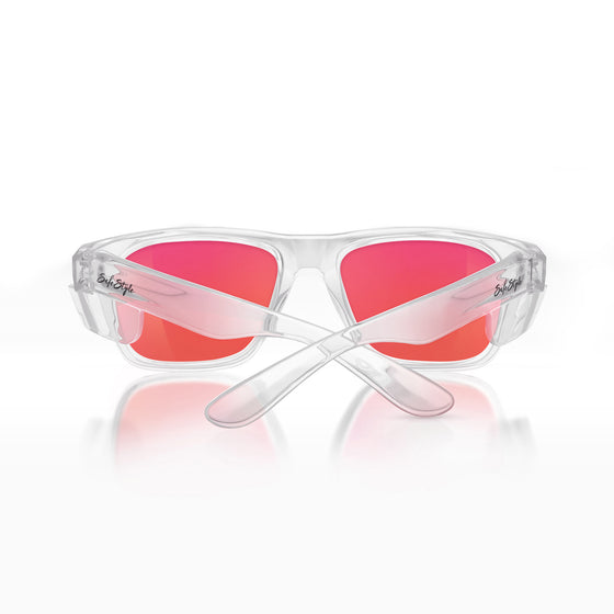 Fusions Clear Frame Mirrors Red Polarised Lens Safety Glasses