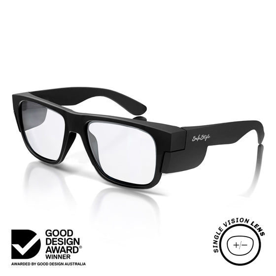 Fusions Matte Black Prescription Safety Glasses