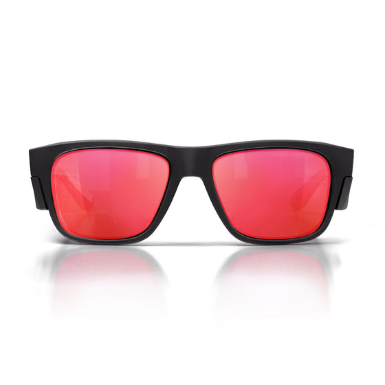 Fusions Matte Black Frame Mirrors Red Polarised Lens Safety Glasses