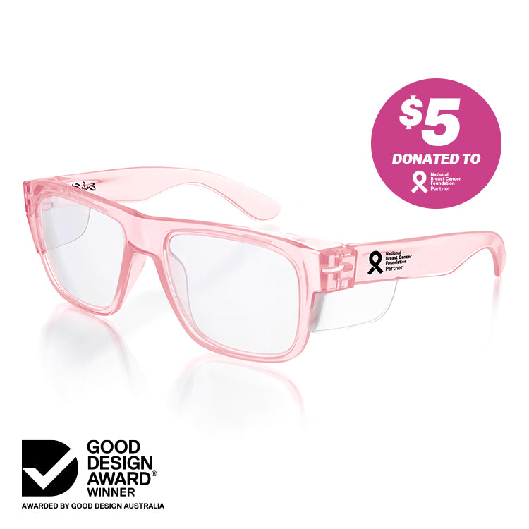 Fusions Pink Frame Clear Lens Safety Glasses