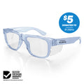 Fusions XL Blue Frame Clear Lens Safety Glasses