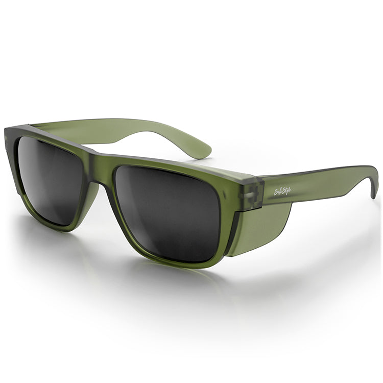 Fusions XL Matte Moss Green Frame Polarised Lens Safety Glasses