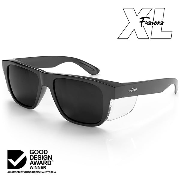 Fusions XL Black Frame Tinted Lens Safety Glasses – SafeStyle Eyewear