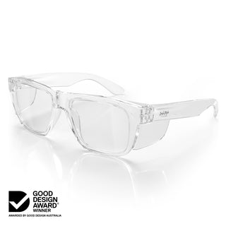 Fusions XL Clear Frame Clear Lens Safety Glasses
