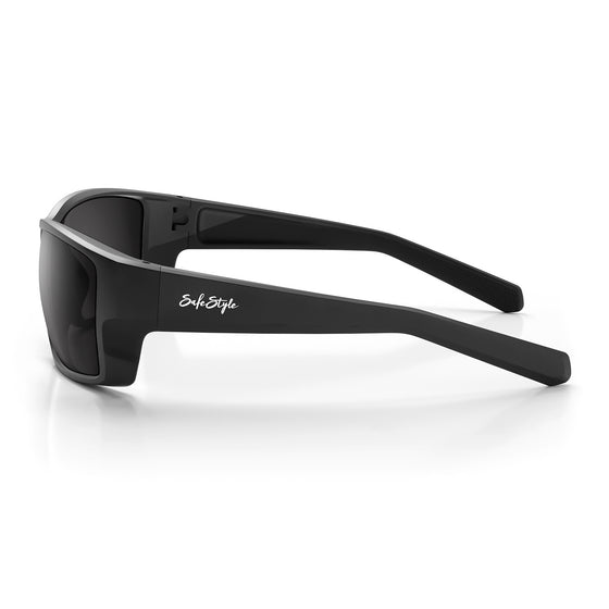 Keels Matte Black Frame Grey Polarised Lens Safety Glasses