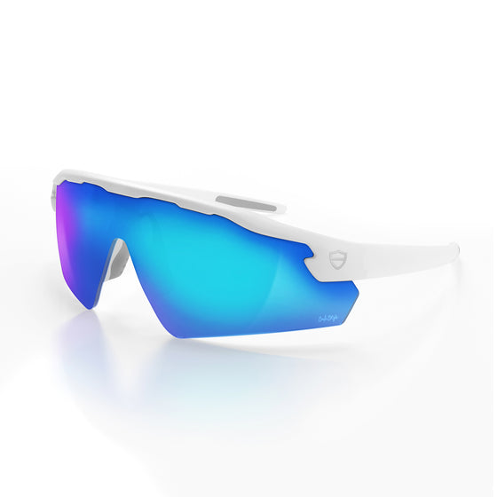 Phantoms Matte White Frame Reflectors Blue Lens Safety Glasses