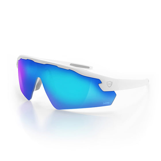 Phantoms Matte White Frame Reflectors Blue Lens Safety Glasses