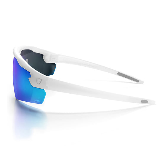 Phantoms Matte White Frame Reflectors Blue Lens Safety Glasses