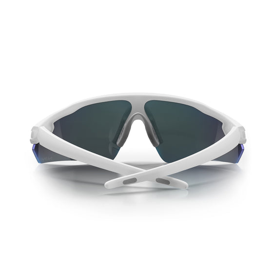 Phantoms Matte White Frame Reflectors Blue Lens Safety Glasses