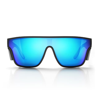 Primes Matte Black Frame Reflectors Blue Lens Safety Glasses