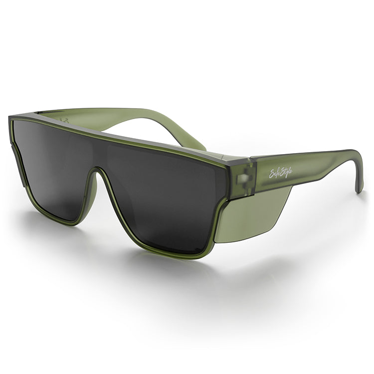 Primes Matte Moss Green Frame Polarised Lens Safety Glasses