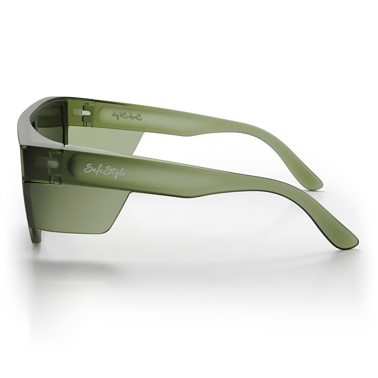 Primes Matte Moss Green Frame Polarised Lens Safety Glasses