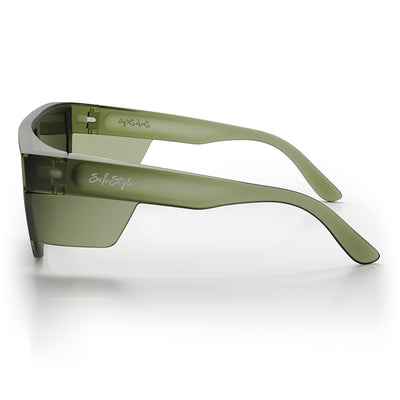 Primes Matte Moss Green Frame Polarised Lens Safety Glasses