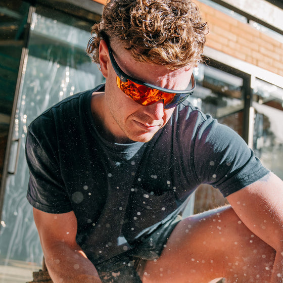 Phantoms Matte Black Frame Reflectors Red Lens Safety Glasses