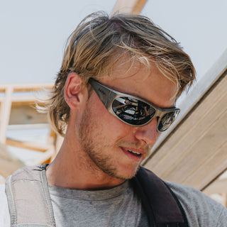 Sonics Silver Frame Polarised Lens Safety Glasses