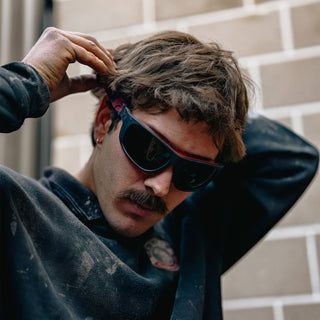 Switches Matte Black/Red Frame Grey Polarised Lens Safety Glasses