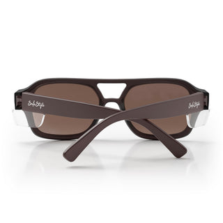 Skylines Chocolate Frame, back view, brown polarised lens