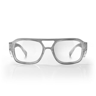 Skylines Graphite Frame Prescription Safety Glasses, front view, clear UV400 lens