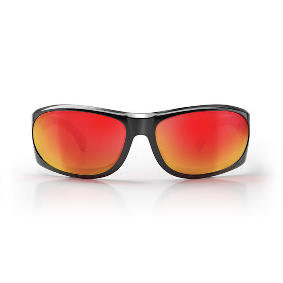 Sonics Black Infernos Frame Mirrors Red Polarised Lens Safety Glasses