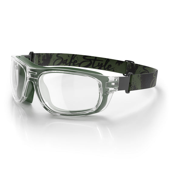 Switches Clear/Green Frame Clear Lens Safety Glasses