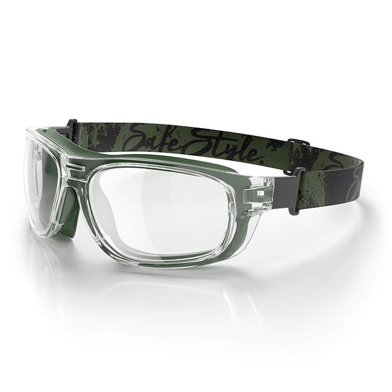 Switches Clear/Green Frame Clear Lens Safety Glasses