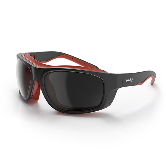 Switches Matte Black/Red Frame Grey Polarised Lens Safety Glasses