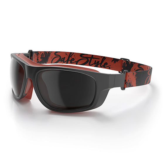 Switches Matte Black/Red Frame Grey Polarised Lens Safety Glasses