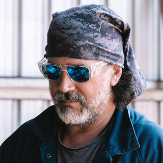 Fusions Clear Frame Mirrors Blue Polarised Lens Safety Glasses