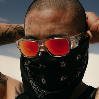 Fusions Clear Frame Mirrors Red Polarised Lens Safety Glasses