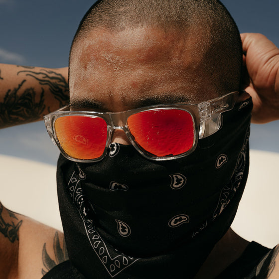 Fusions Clear Frame Mirrors Red Polarised Lens Safety Glasses