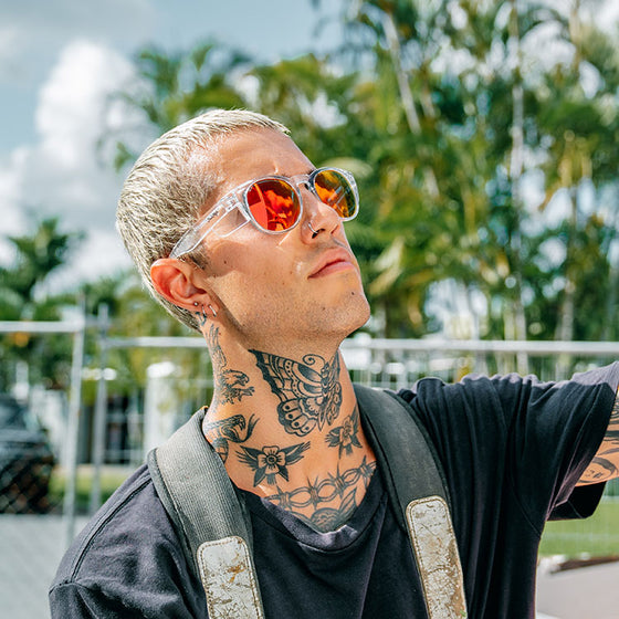 Cruisers Clear Frame Mirrors Red Polarised Safety Glasses